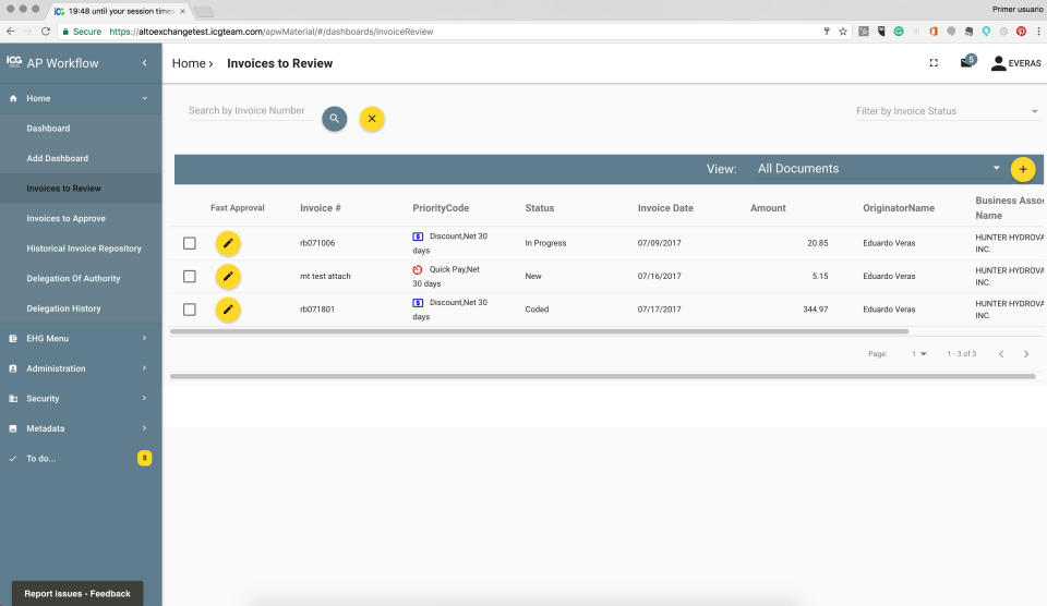 screenshot of ALTO Accounts Payable